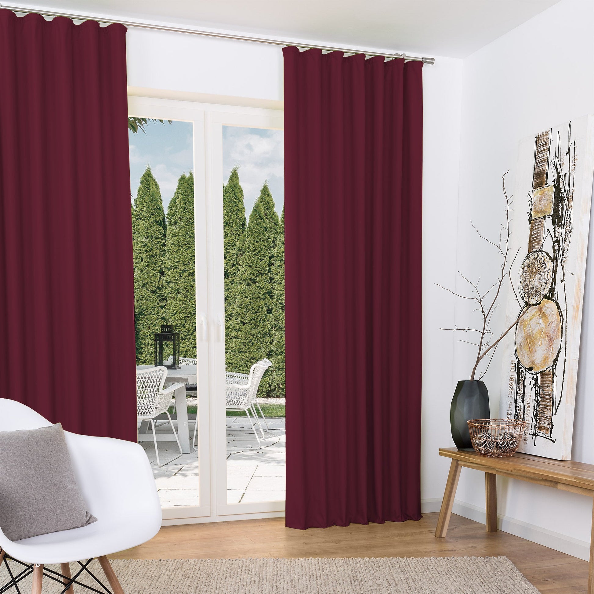 2er Set Beautissu Kräuselband Amelie Thermo Vorhänge in elegantem Design, bietet UV-beständige Farben und isolierende Eigenschaften für vielseitige Raumgestaltung.