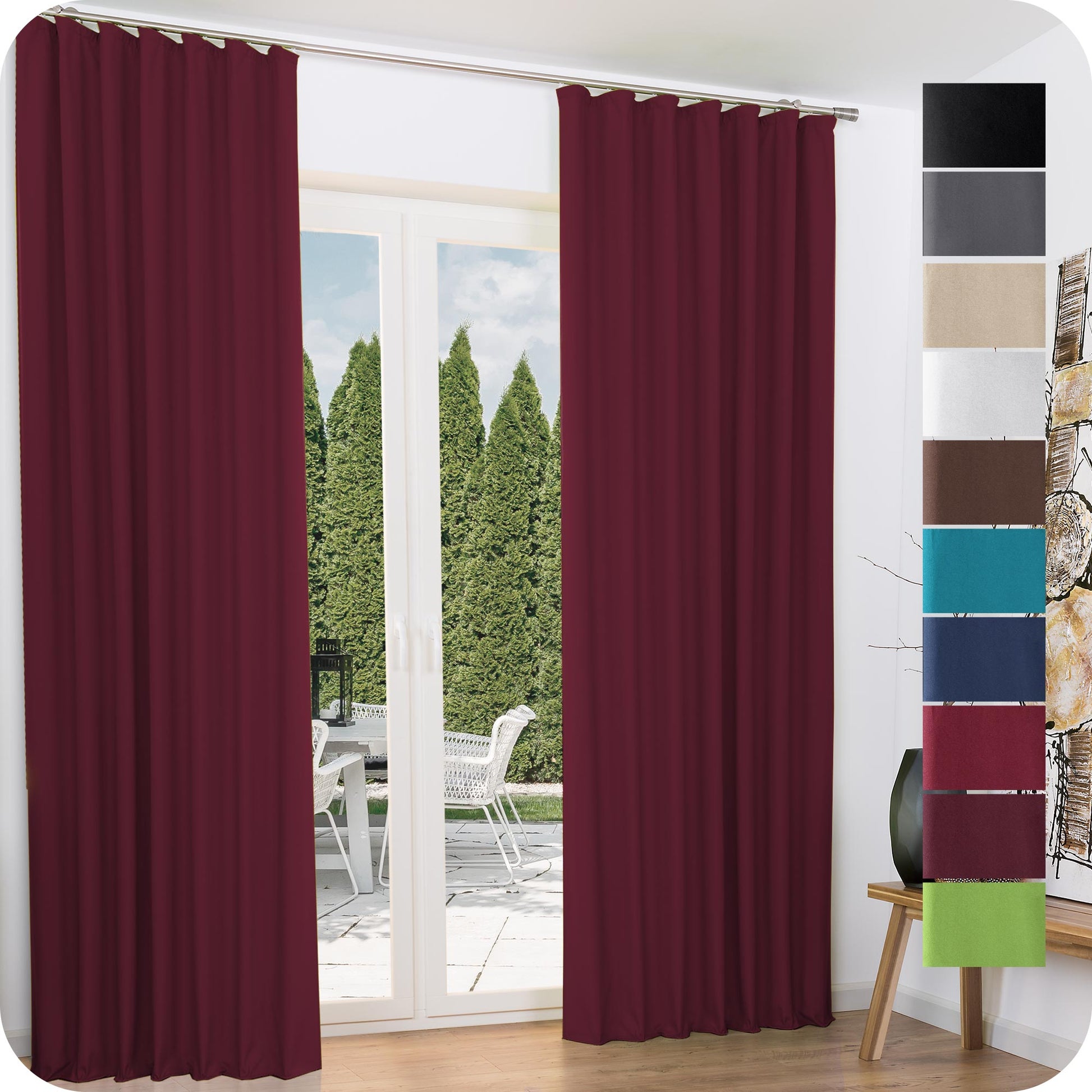 Beautissu Kräuselband Amelie Thermo Vorhänge in diversen Farben am Fenster, UV-beständig und isolierend.