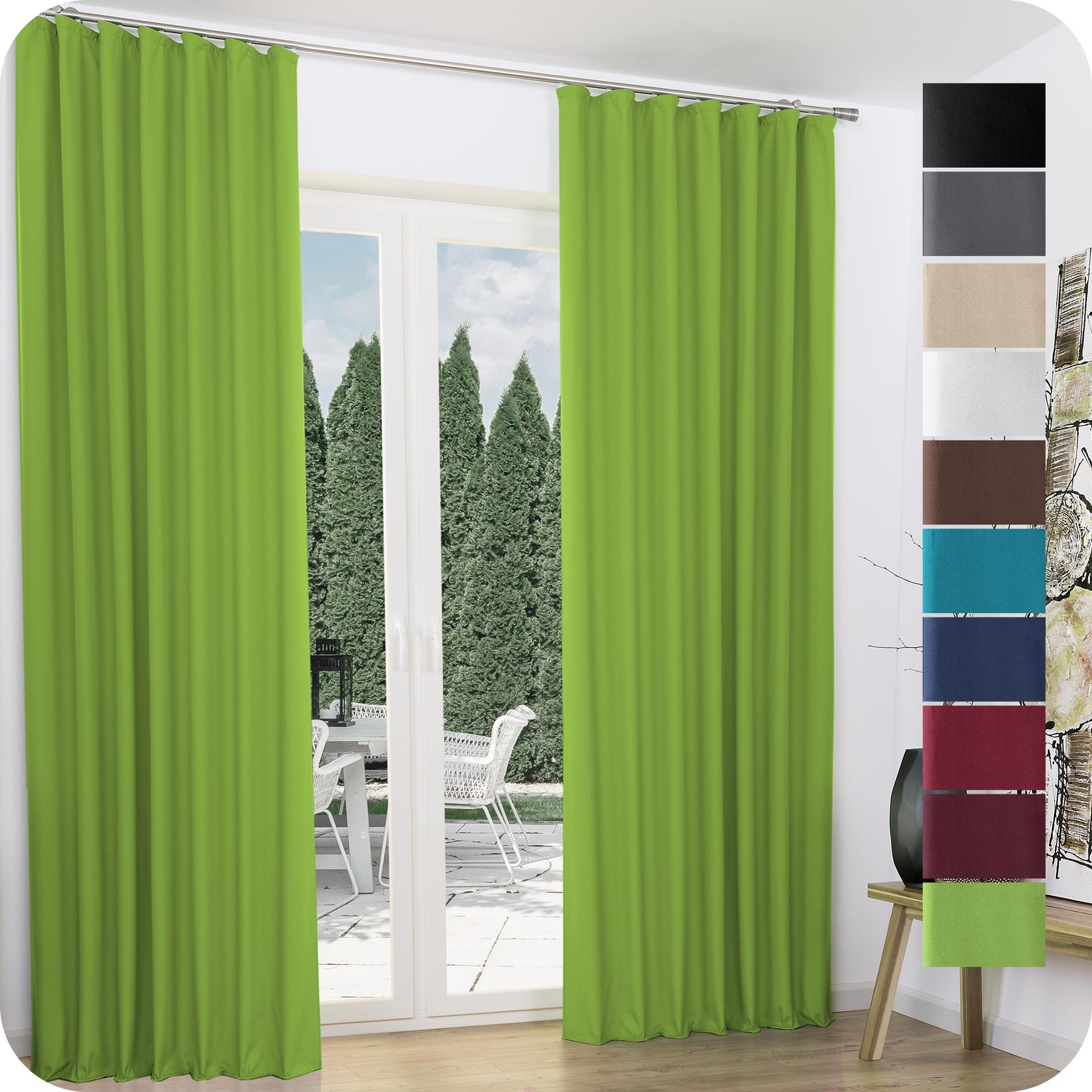 Beautissu Kräuselband Amelie Thermo Vorhänge in verschiedenen Farben, isolierend, 100% Polyester, lichtbeständig, dekorativ, 2er Set.