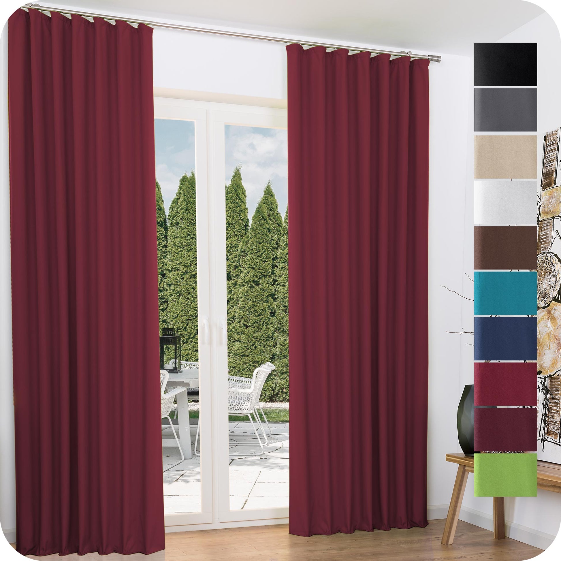 Beautissu Kräuselband Amelie Thermo Vorhänge in verschiedenen Farben, 2er Set.