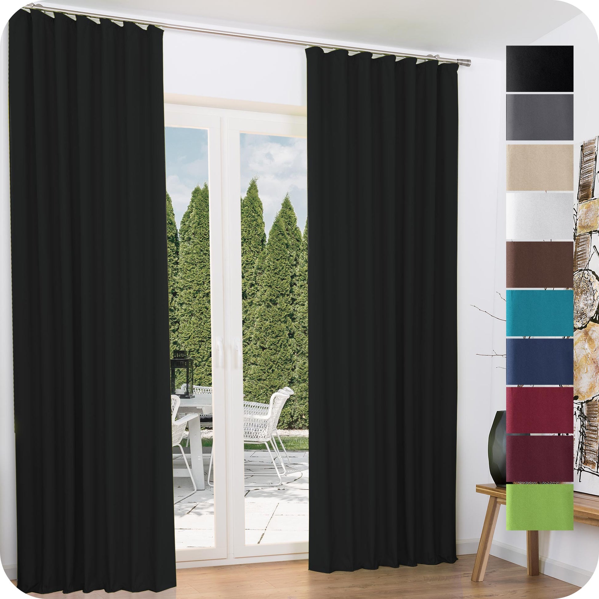 Beautissu Kräuselband Amelie Thermo Vorhänge in verschiedenen Farben, UV-beständig, isolierend, 100% Polyester.