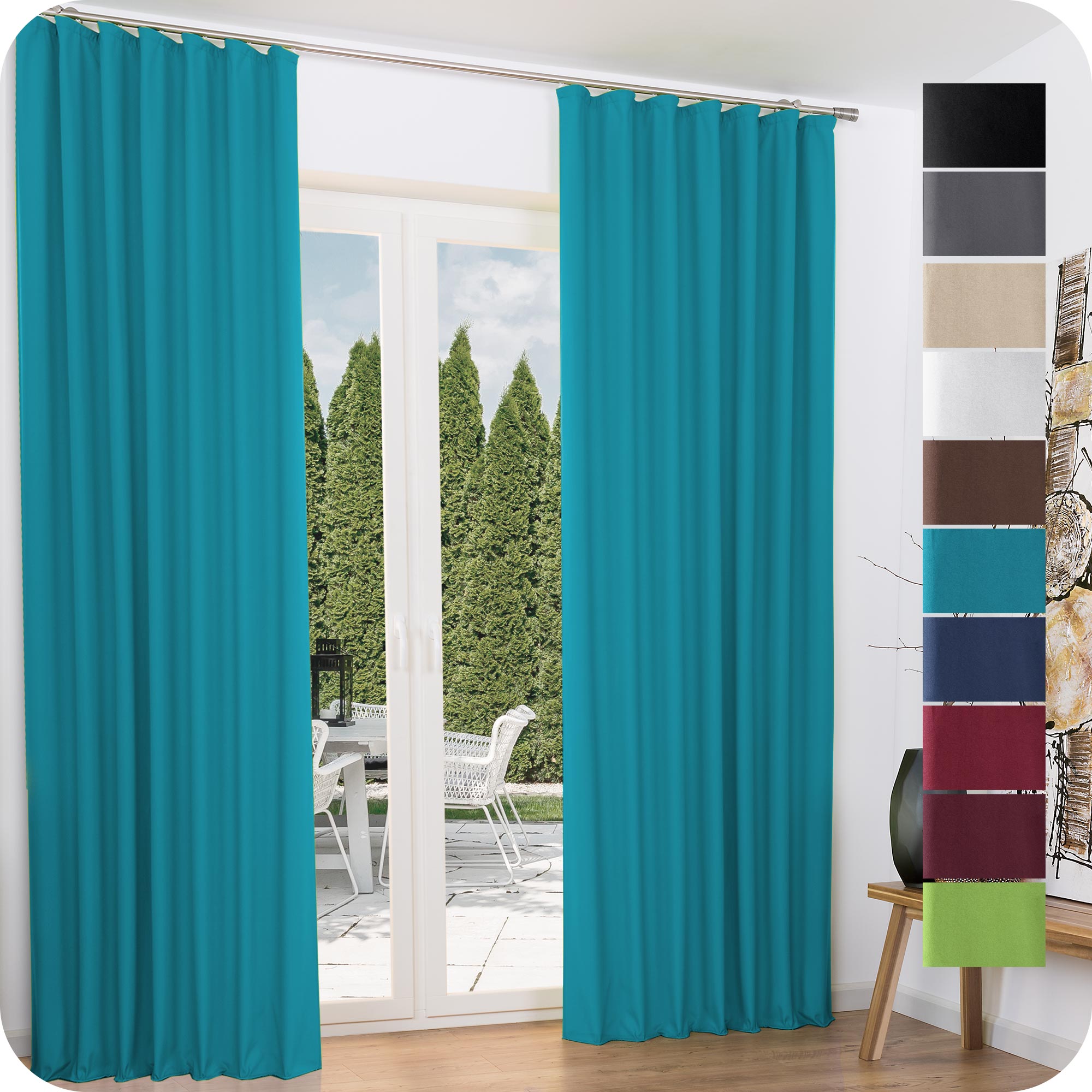 Beautissu Amelie Thermo curtains with universal band, various colors, insulating and UV-resistant.