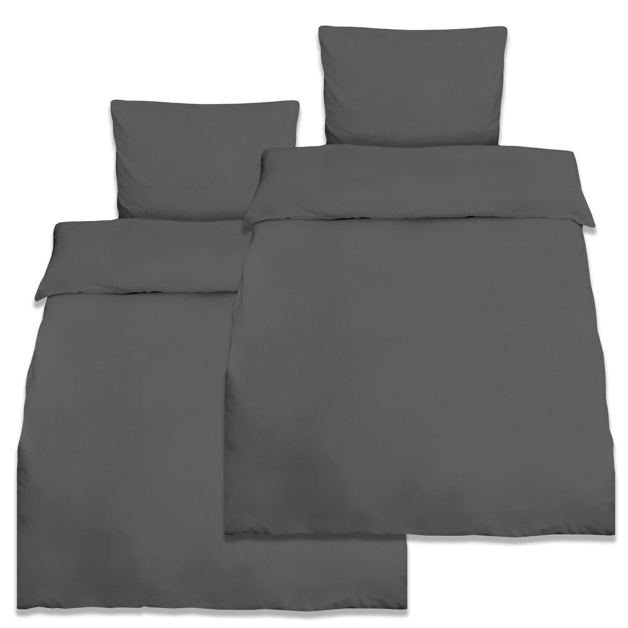 2er Set Bettwäsche aus 100% Baumwolle, verstärkter Bett- und Kissenbezug, 135x200/155x220cm + 80x80cm, grau, atmungsaktiv und OEKO-TEX zertifiziert.