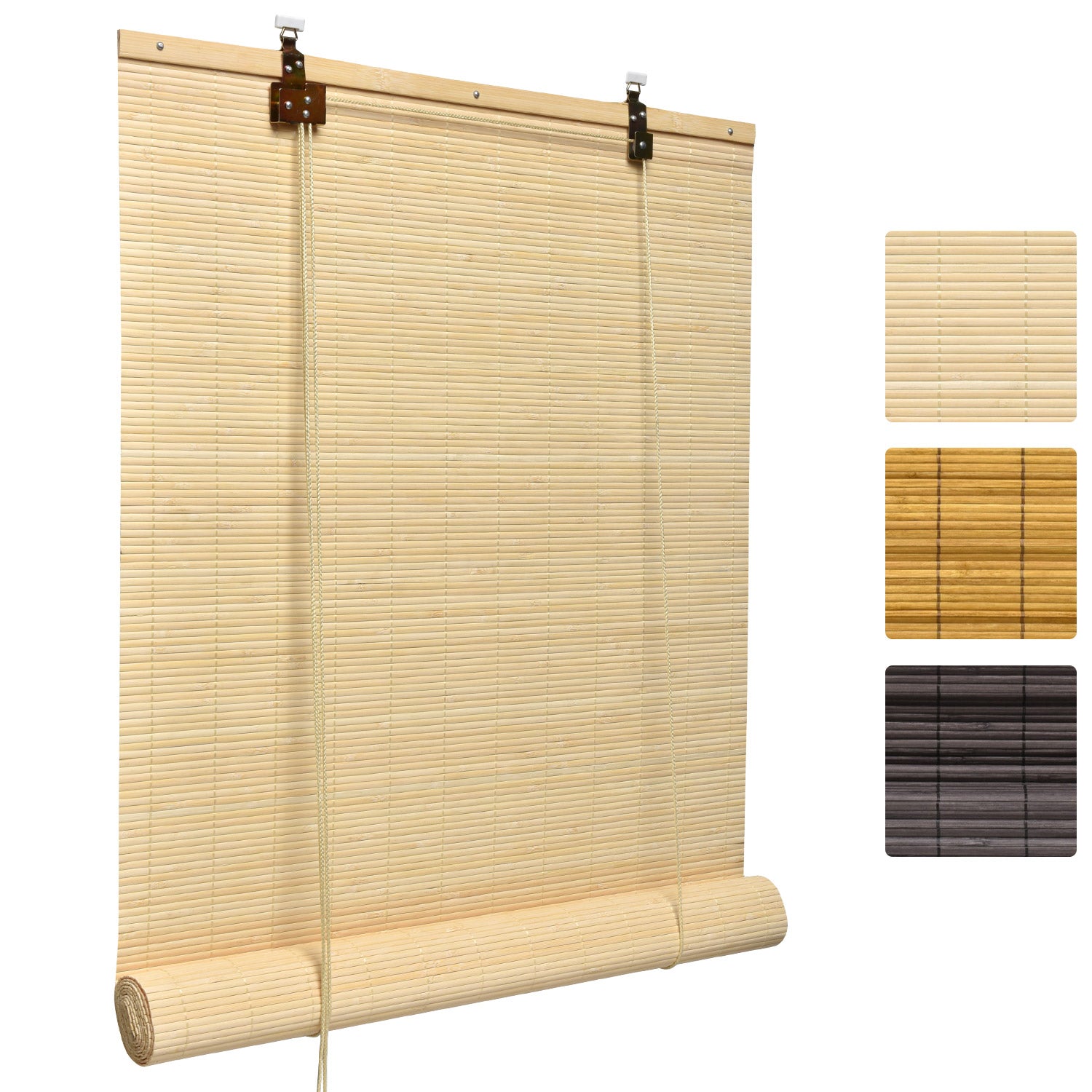 Bamboo roll-up blind with various sizes and colors, featuring adjustable opening, wall or frame mounting, from Sol Royal SolDecor B86.