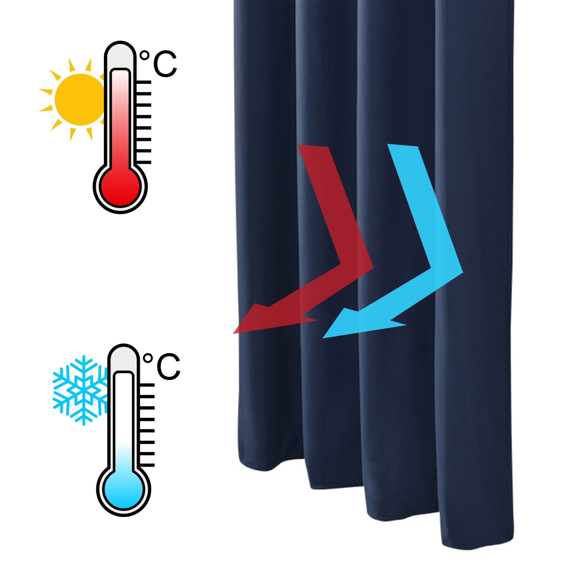 Thermo curtains with universal pleat tape, heat and cold insulation by Beautissu.