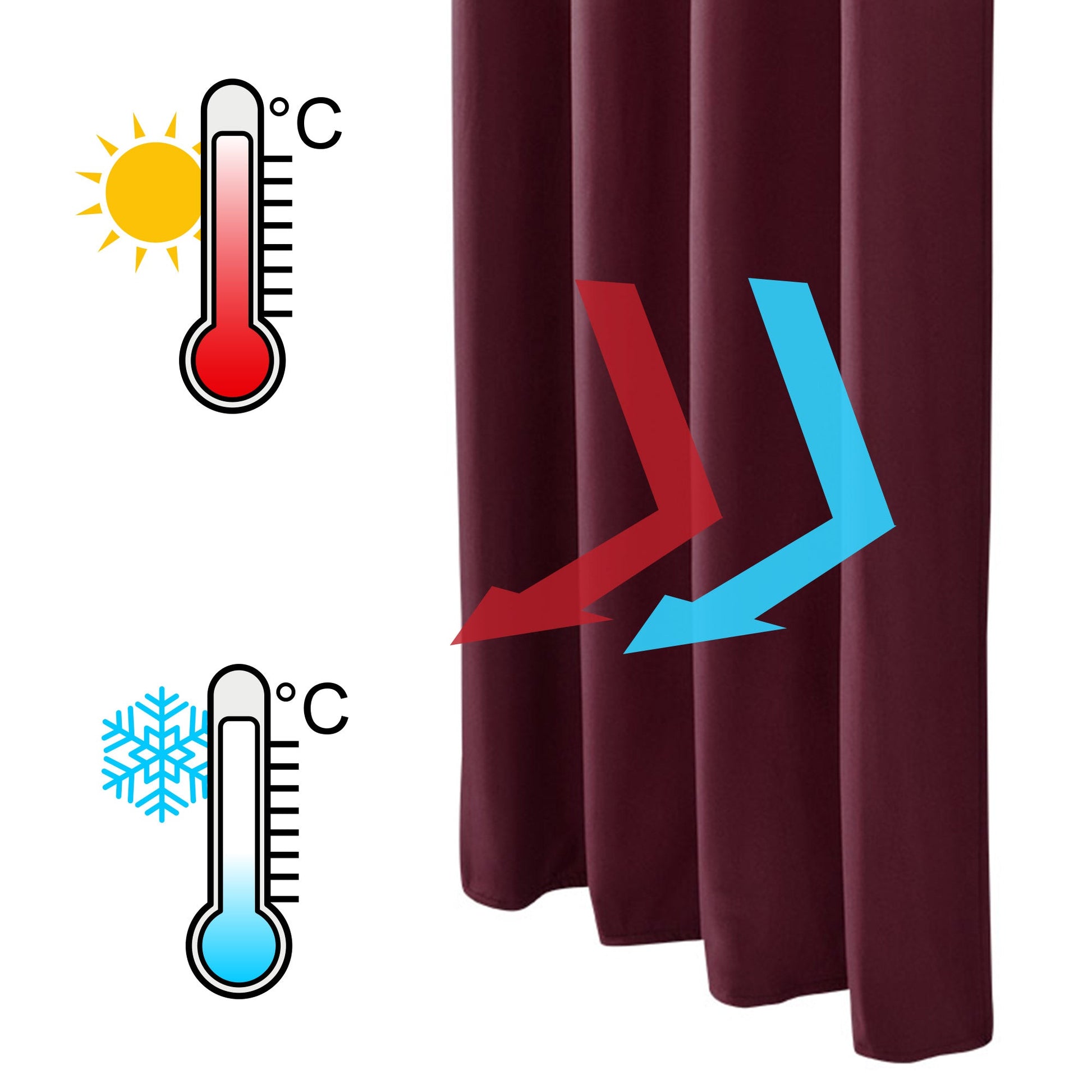 Beautissu Kräuselband Amelie Thermo Vorhänge in verschiedenen Farben, UV-beständig, wärmeisolierend, aus 100% Polyester.