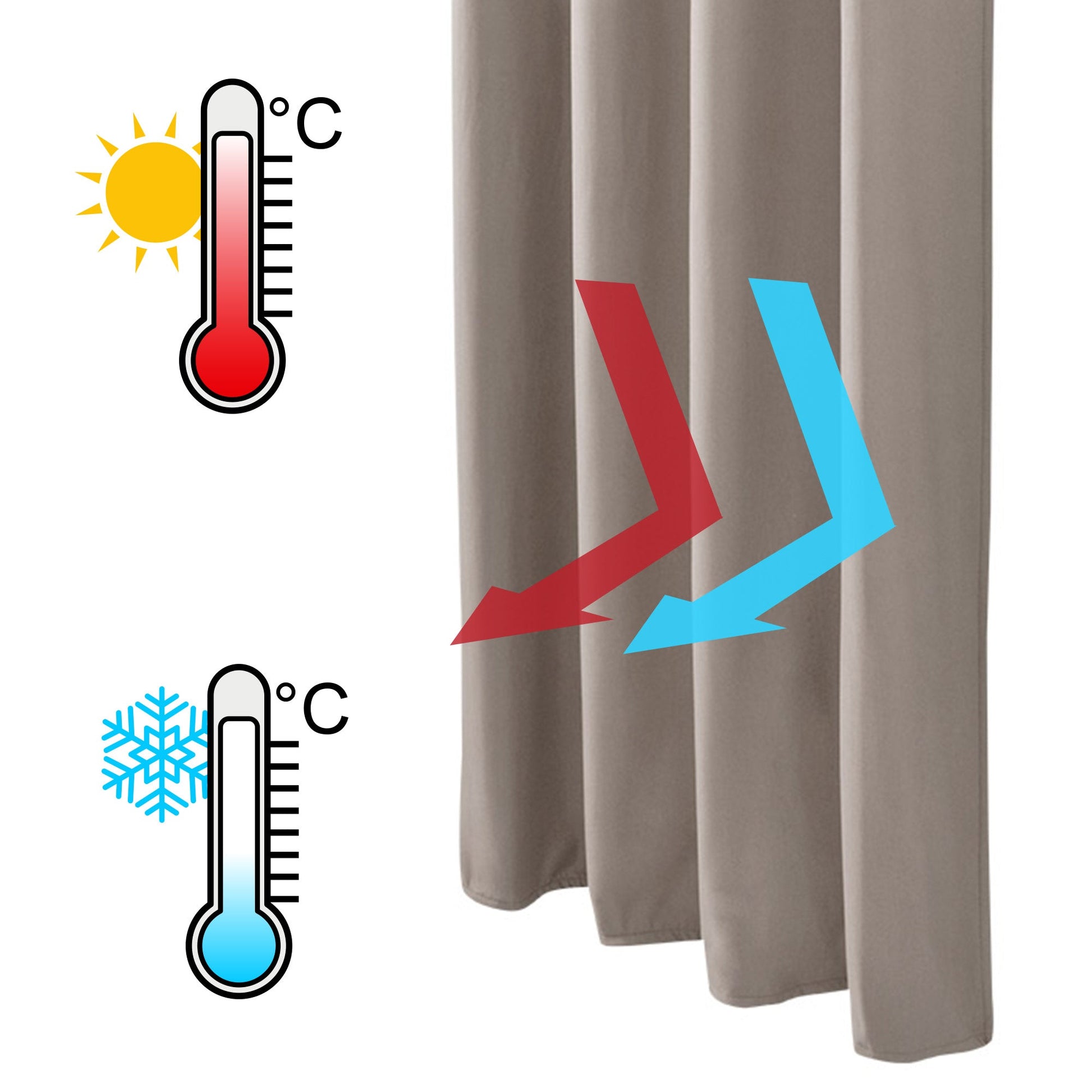 Beautissu Kräuselband Amelie Thermo-Vorhänge, isolierend,  lichtbeständig, elegante Falten, UV-beständig.
