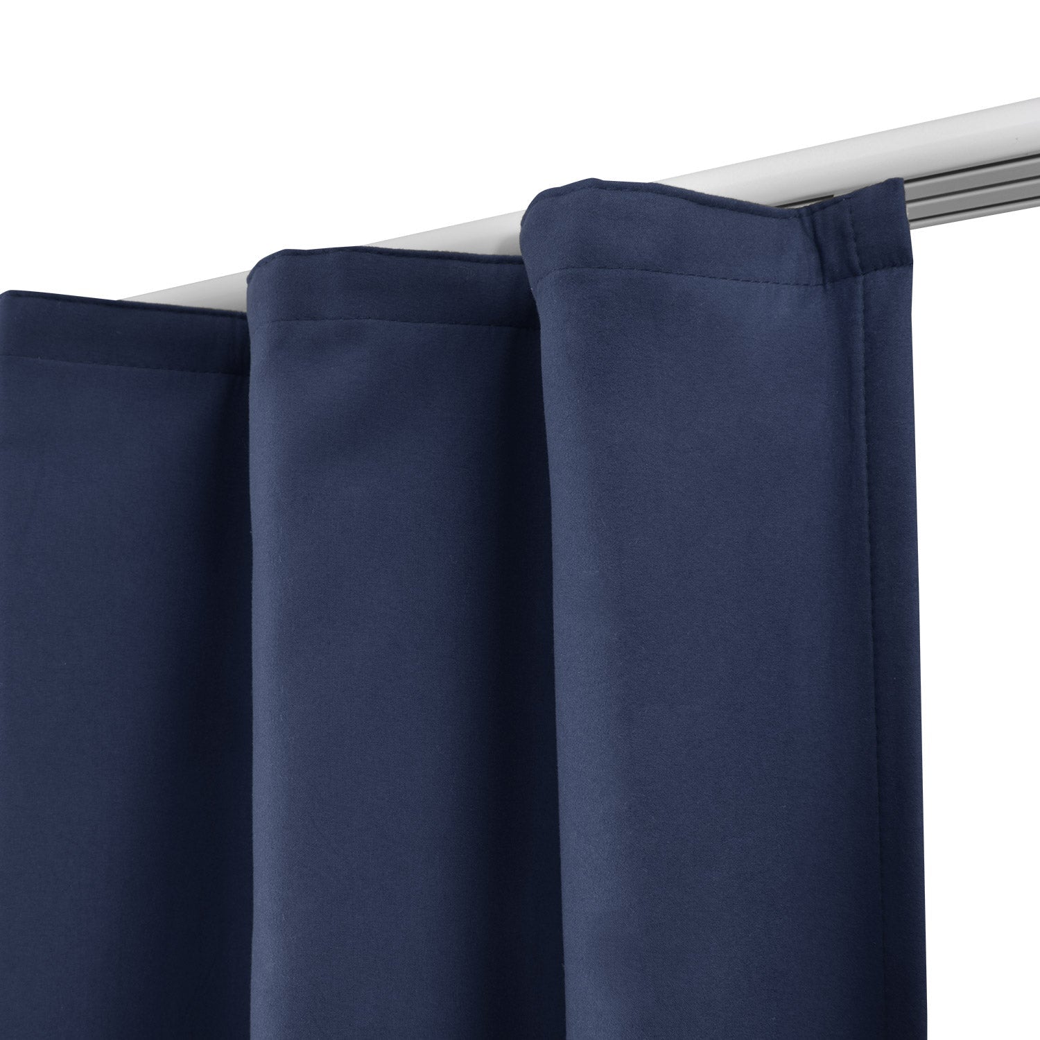 Beautissu Kräuselband Amelie Thermo-Vorhänge, lichtbeständig, 100% Polyester, dunkelblau, detailansicht.