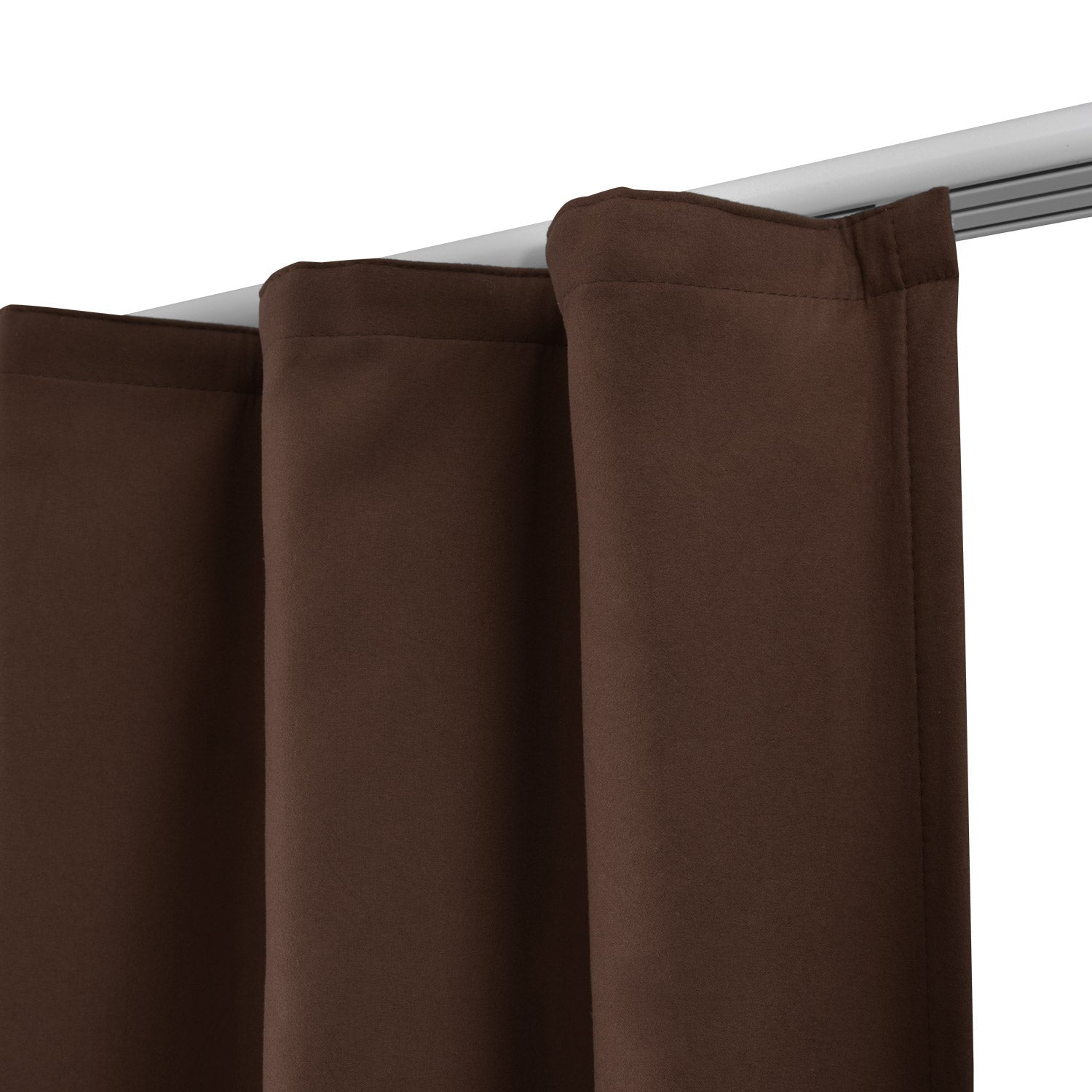 Beautissu Kräuselband Amelie Thermo Vorhänge in Braun, wärmeisolierend, lichtbeständig, aus 100% Polyester mit universellem Band für Gardinenröllchen.
