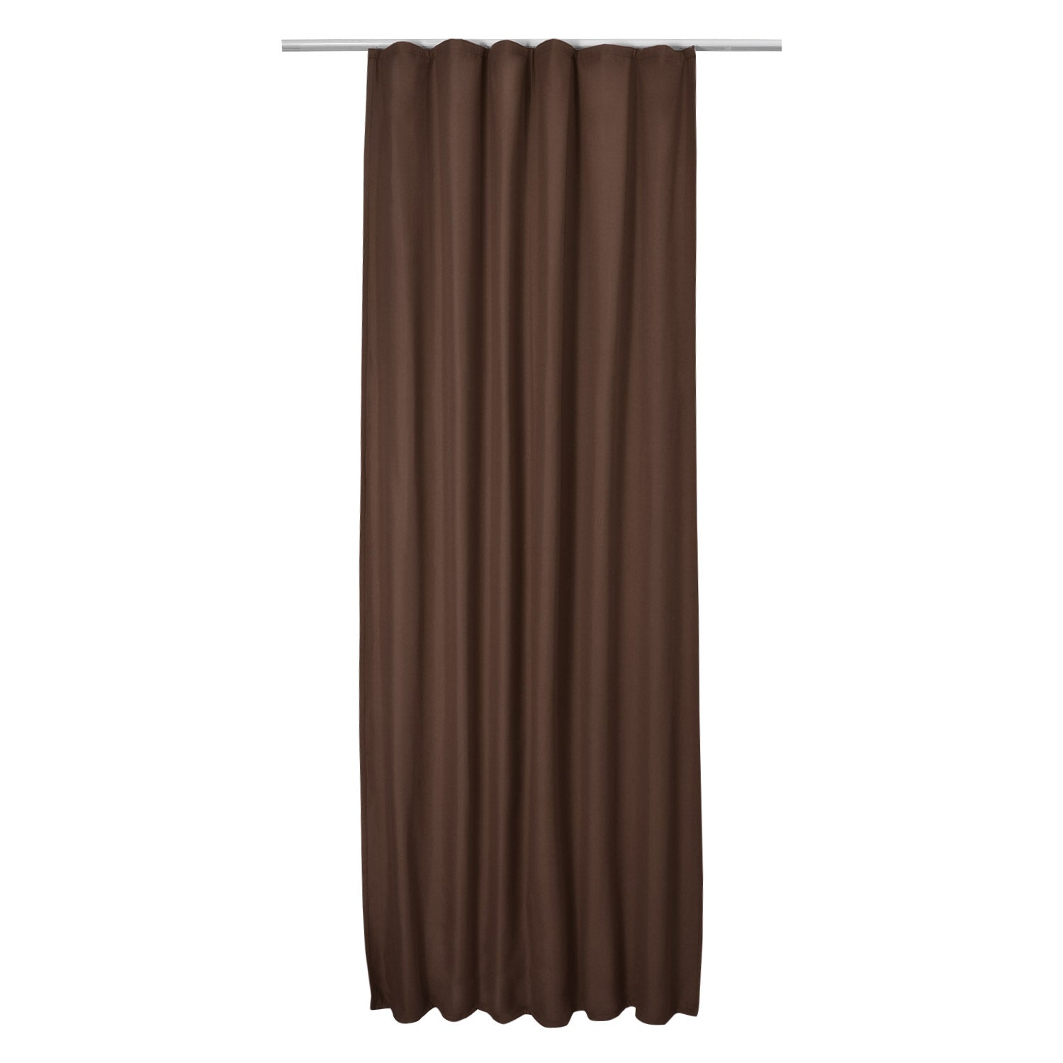 Beautissu Amelie curtain with pleats in brown, thermal fabric, 2-piece set.