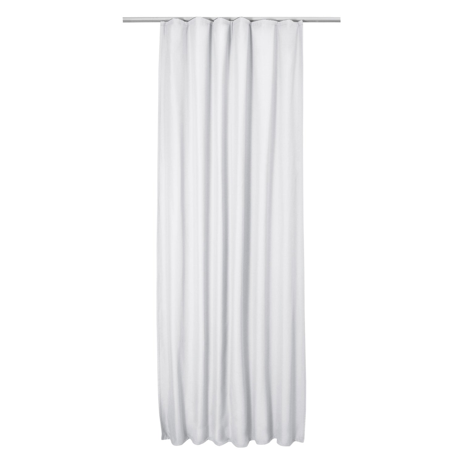 Beautissu Amelie thermo curtain with pleated tape in white, designed for thermal insulation and UV resistance.