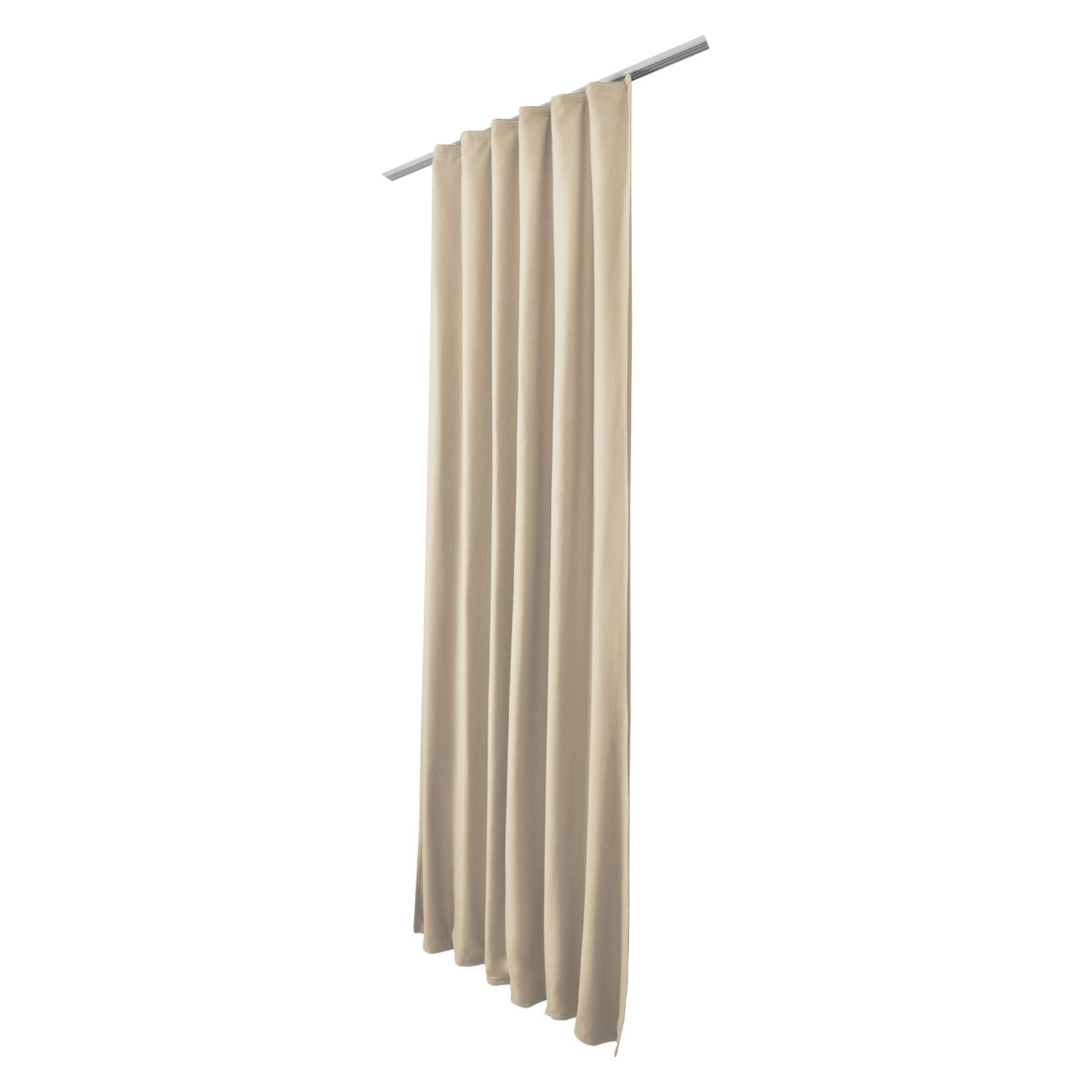Beautissu Kräuselband Amelie Thermo-Vorhang in beige with pleat design, providing insulation and UV protection.