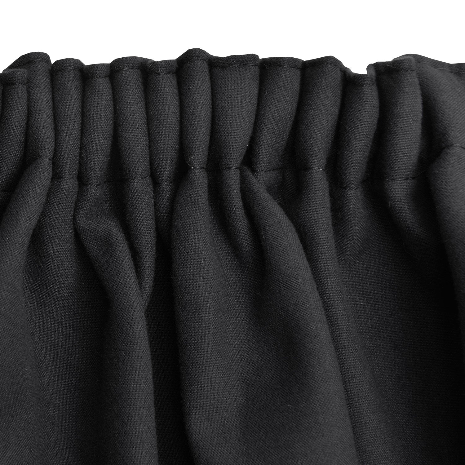 Close-up of black Beautissu Amelie Thermo curtain with Kräuselband.