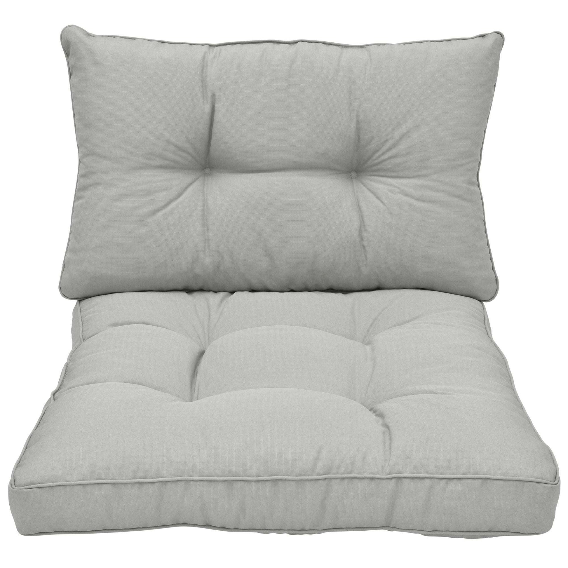 Beautissu Loungekissen XLuna Sitz- und Rückenkissen in Hellgrau with Paspelierung; soft, robust lounge cushion suitable for poly-rattan furniture.