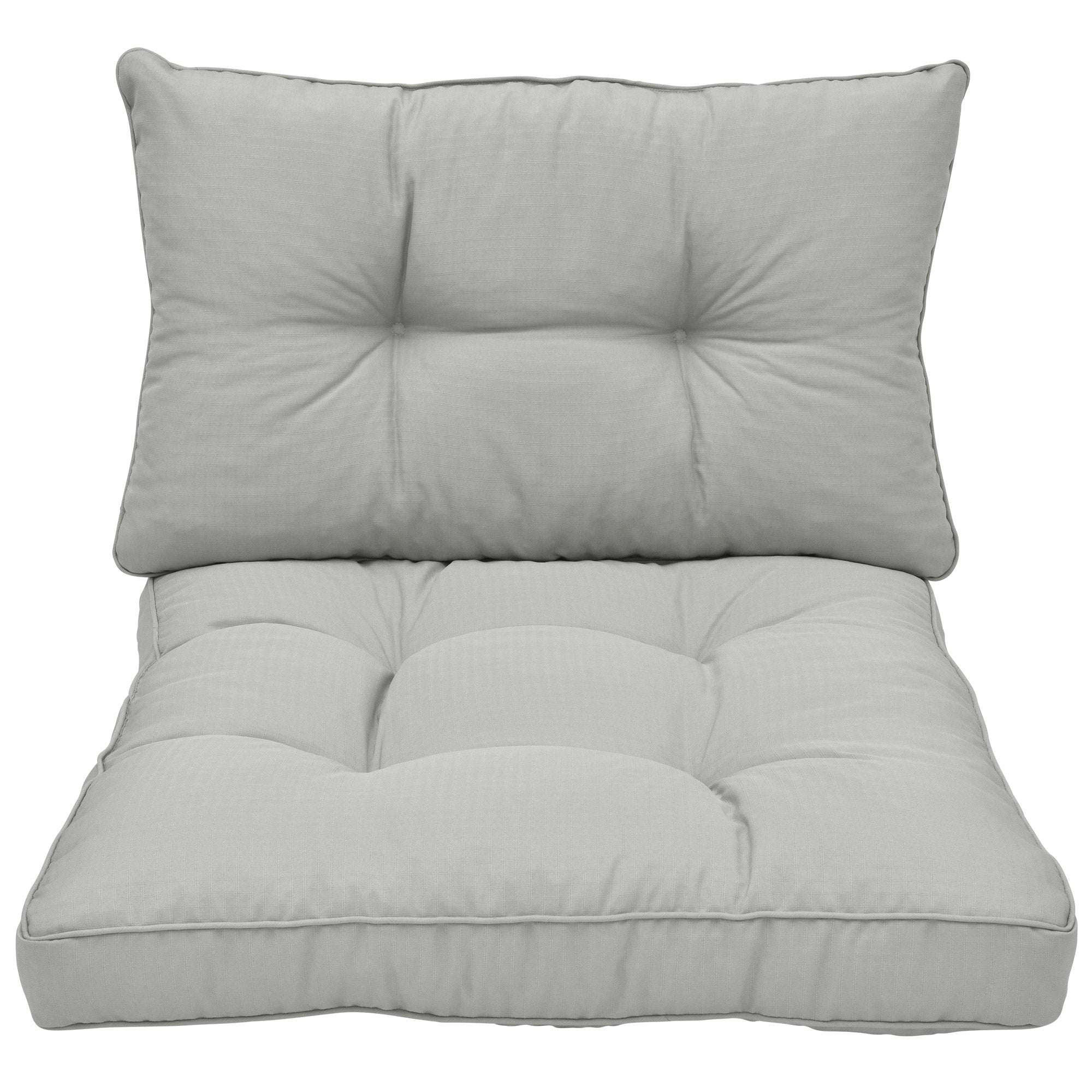 Beautissu Loungekissen XLuna Sitz- und Rückenkissen in Hellgrau with Paspelierung; soft, robust lounge cushion suitable for poly-rattan furniture.