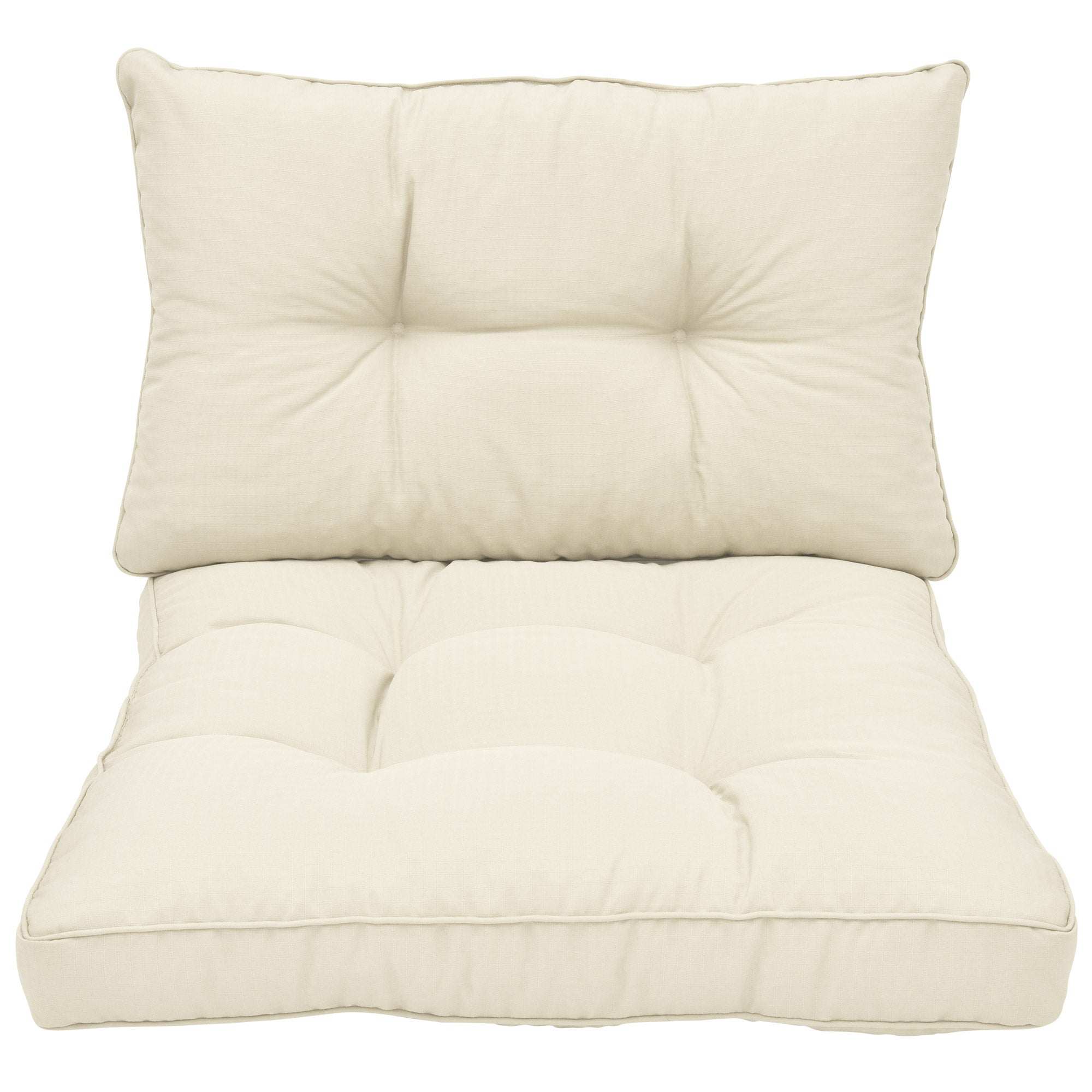 Beautissu Loungekissen XLuna Sitz- und Rückenkissen in Naturfarbe, weich gepolstert, elegantes Paspeldesign.