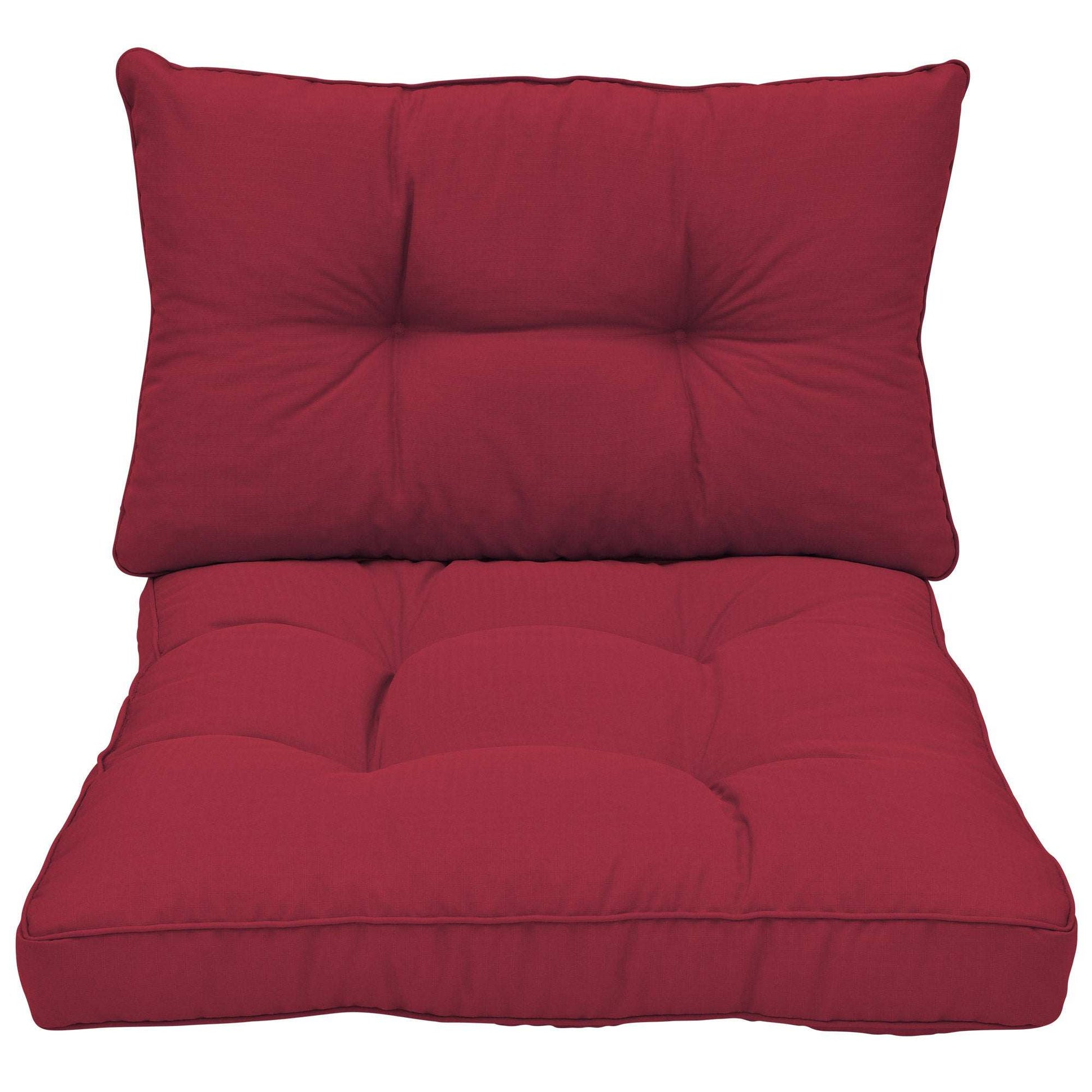 Beautissu Loungekissen XLuna Sitz- und Rückenkissen in Rot, weiches und robustes Polster, elegant mit Paspelierung, geeignet für Lounge-Möbel und Bodenkissen.