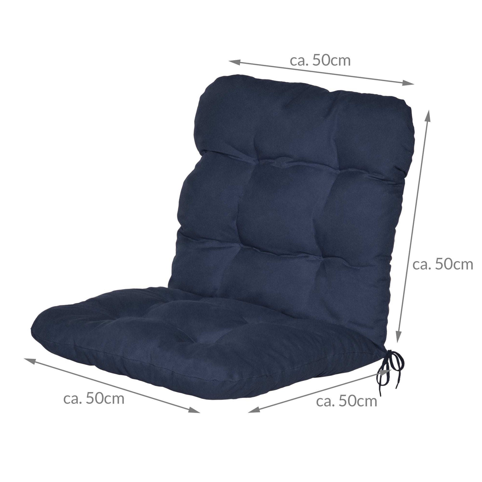 Beautissu Flair NL Niederlehner Auflagen, 100x50x8 cm, blue garden chair cushion with straps, Oeko-Tex certified.