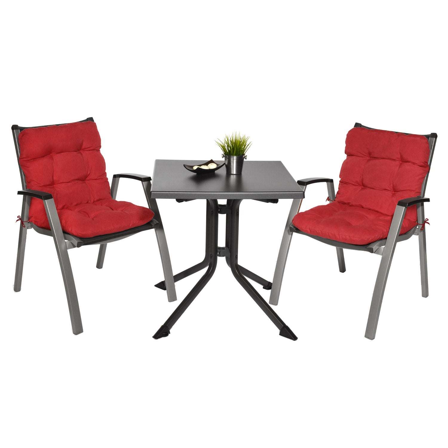 Beautissu Flair NL chair cushions with table setting, red, 100x50x8 cm.