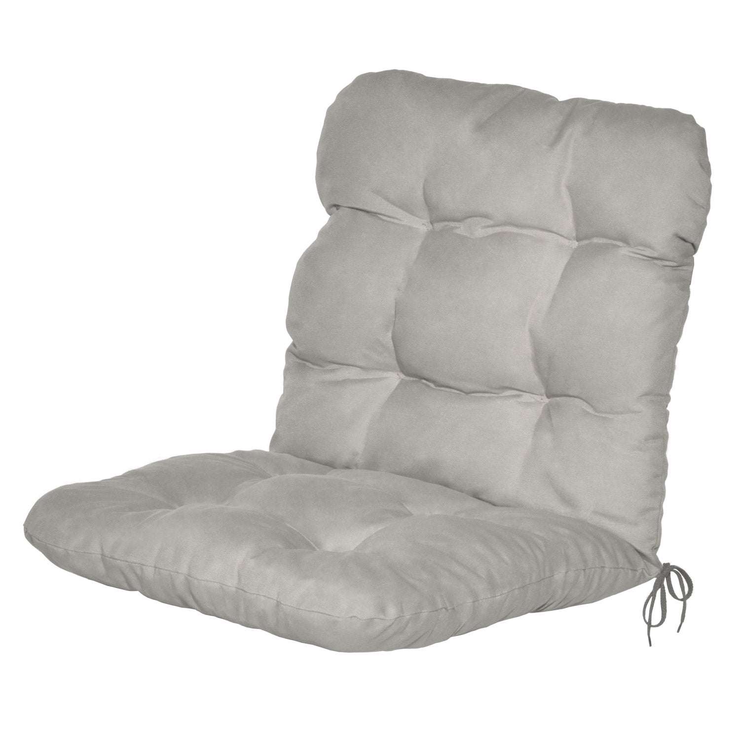 Beautissu Flair NL garden chair cushion 100x50x8 cm in grey with high-quality padding and fastening ties for secure fit.