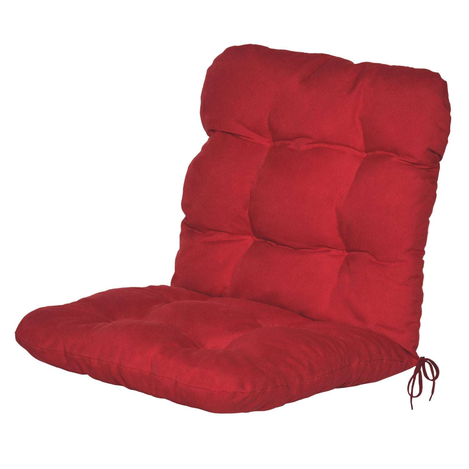 Beautissu Flair NL red garden chair cushion 100x50x8 cm with secure fastening straps.