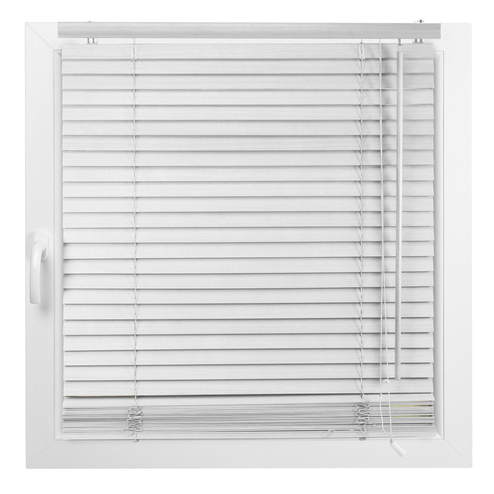 Sol Royal Holzjalousie JH3 in neutraler Farbe für Fenster, bietet Sonnenschutz und Privatsphäre, einfache Montage, verstellbare 25mm-Holzlamellen.