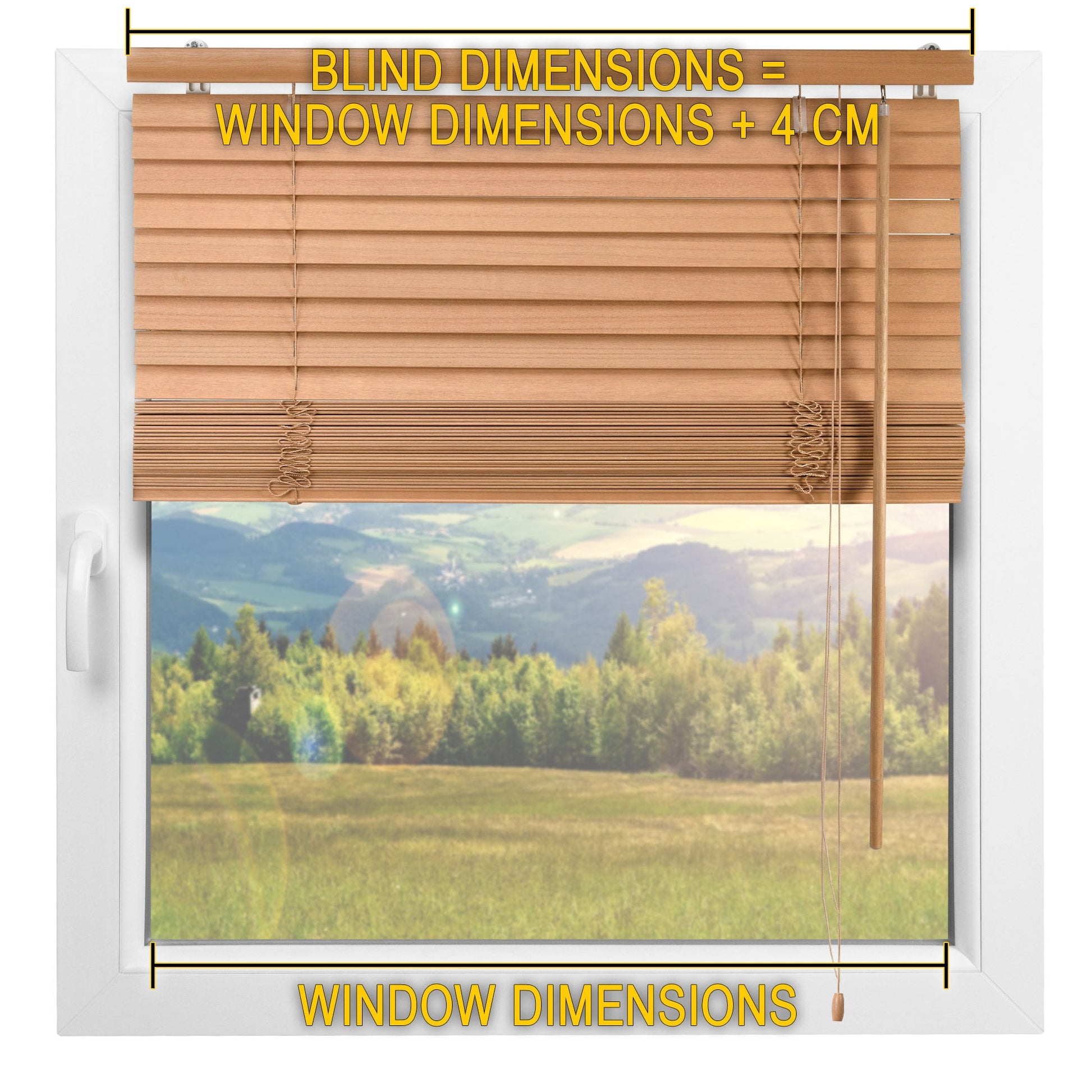 Sol Royal Holzjalousie JH3 in Braun, passt zu Fenstergrößen, Holzlamellen mit Schnurzug.