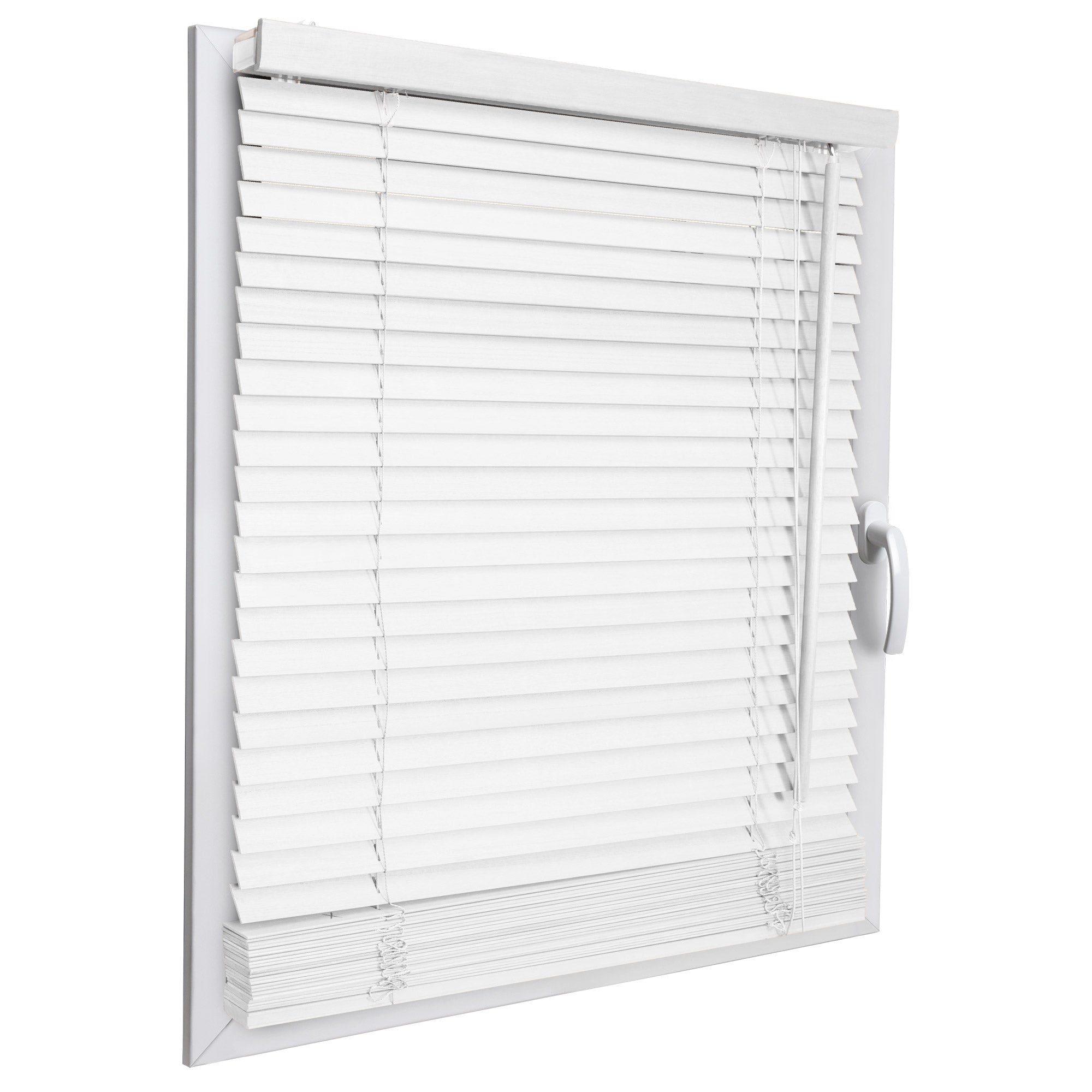Wooden window blinds in white from Sol Royal, featuring adjustable lamellae for sunlight control, with mounting options and child safety features.