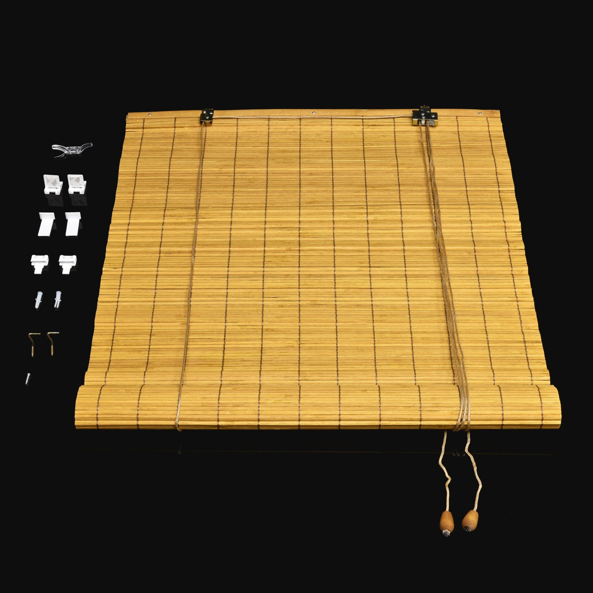 Sol Royal SolDecor B86 bamboo blind with installation kit and safety clips.