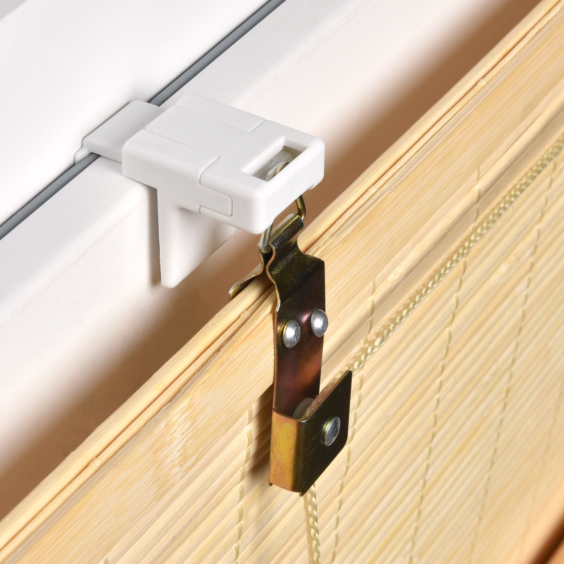 Bamboo roll-up blind with safety clip for secure installation, Sol Royal SolDecor B86.