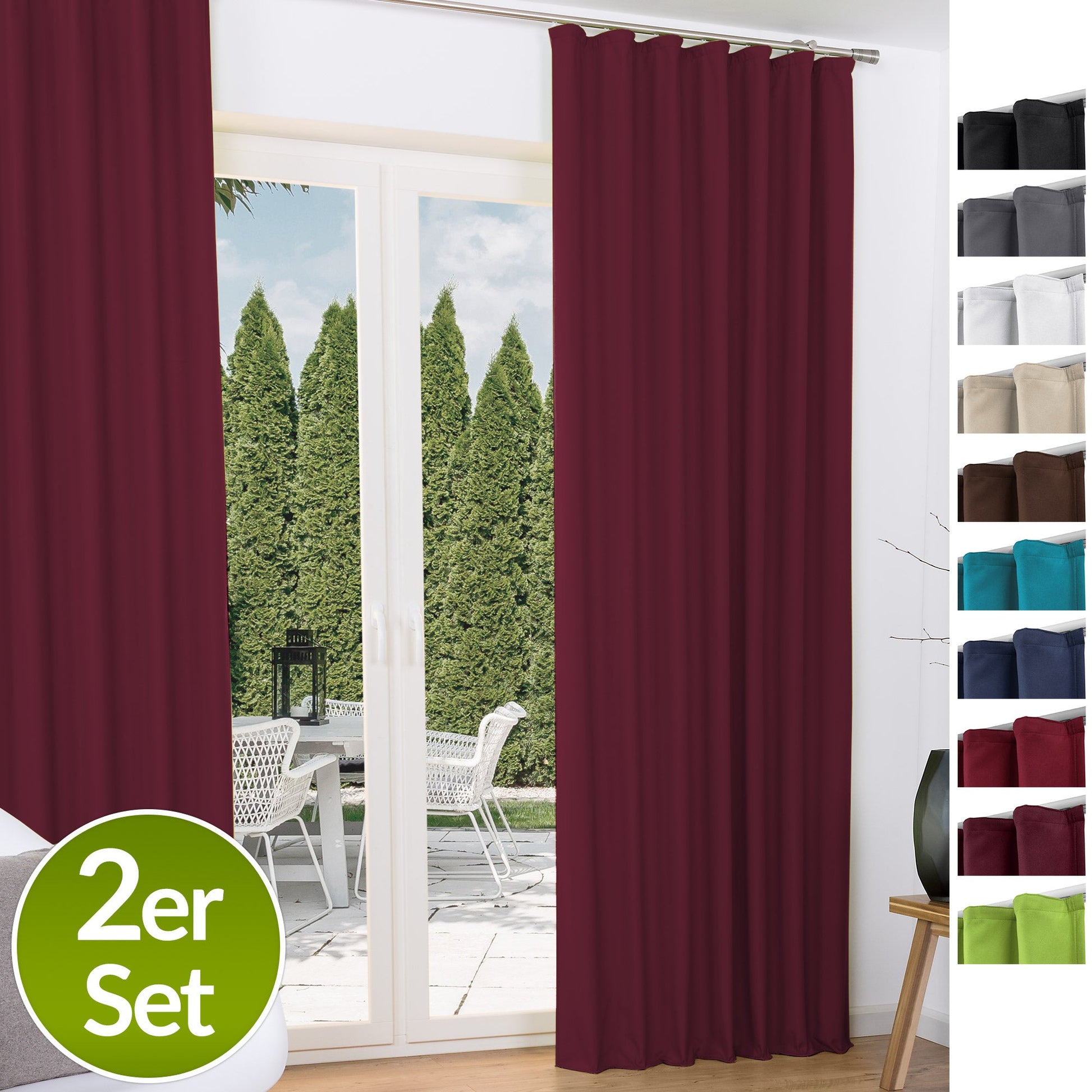 2-piece set of Beautissu Amelie thermal curtains in various colors with pleat tape and elegant finish.